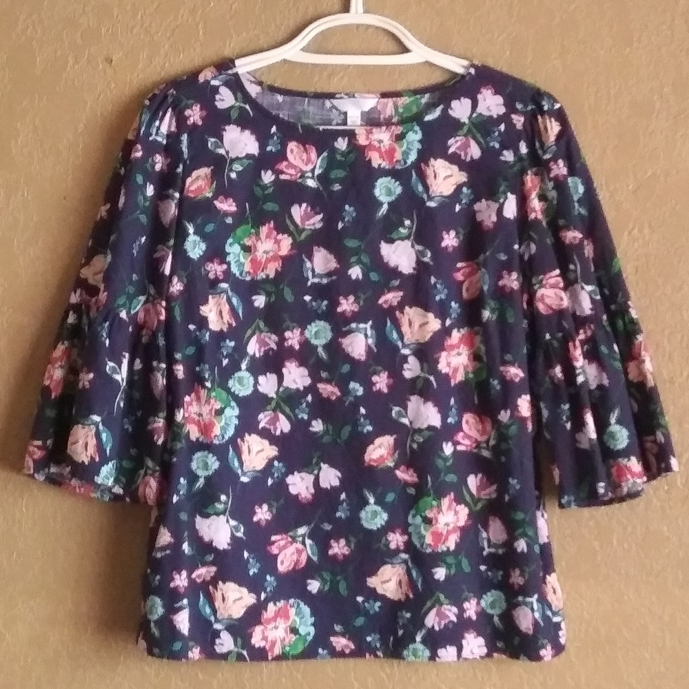 Floral Ruffle Sleeve Top